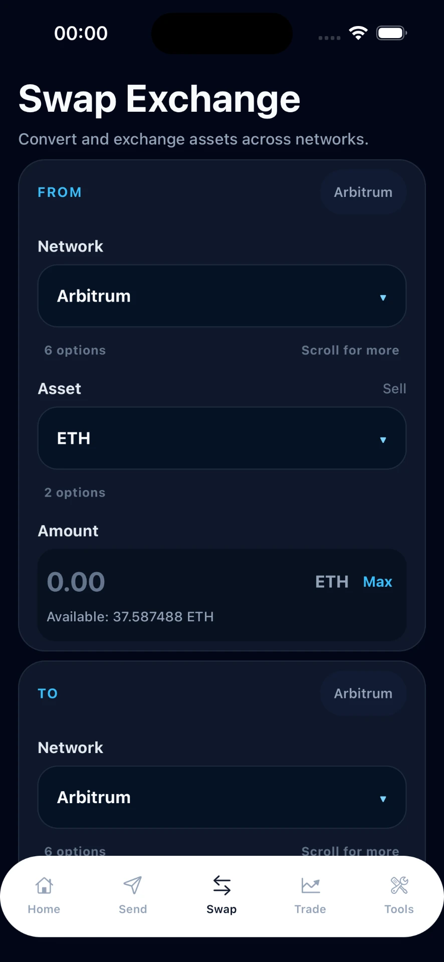 C4T Wallet Swap screen
