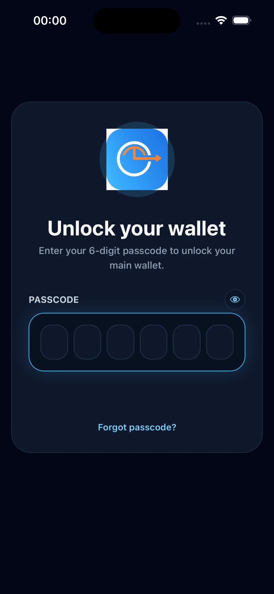 C4T Wallet Security screen
