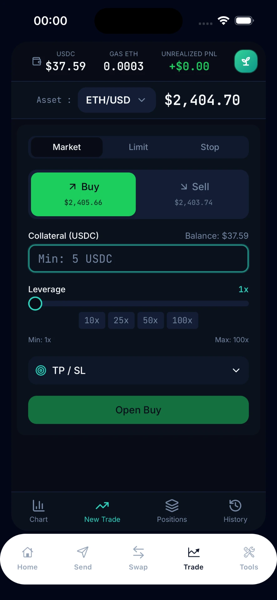 C4T Wallet Perpetual trading access screen